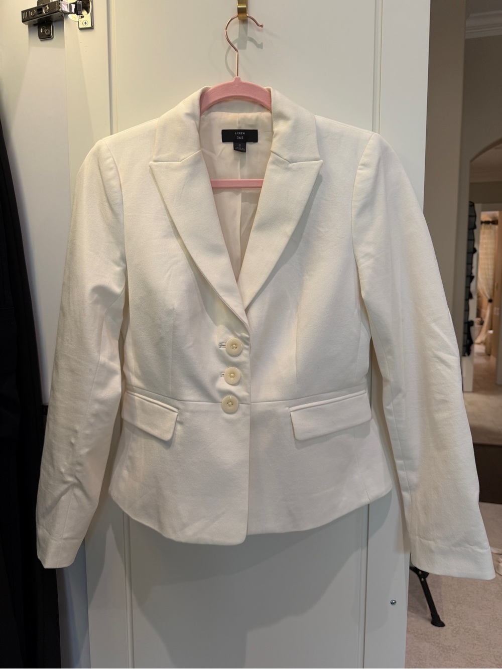 J. Crew White Women's Tailored Blazer - Three-Button Notch Lapel